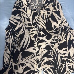 Black and Cream Leaf Print Shirt